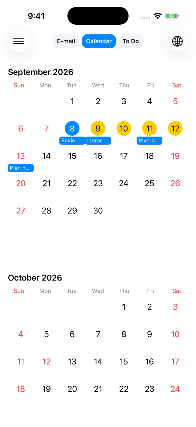 Plan events alongside your mail.