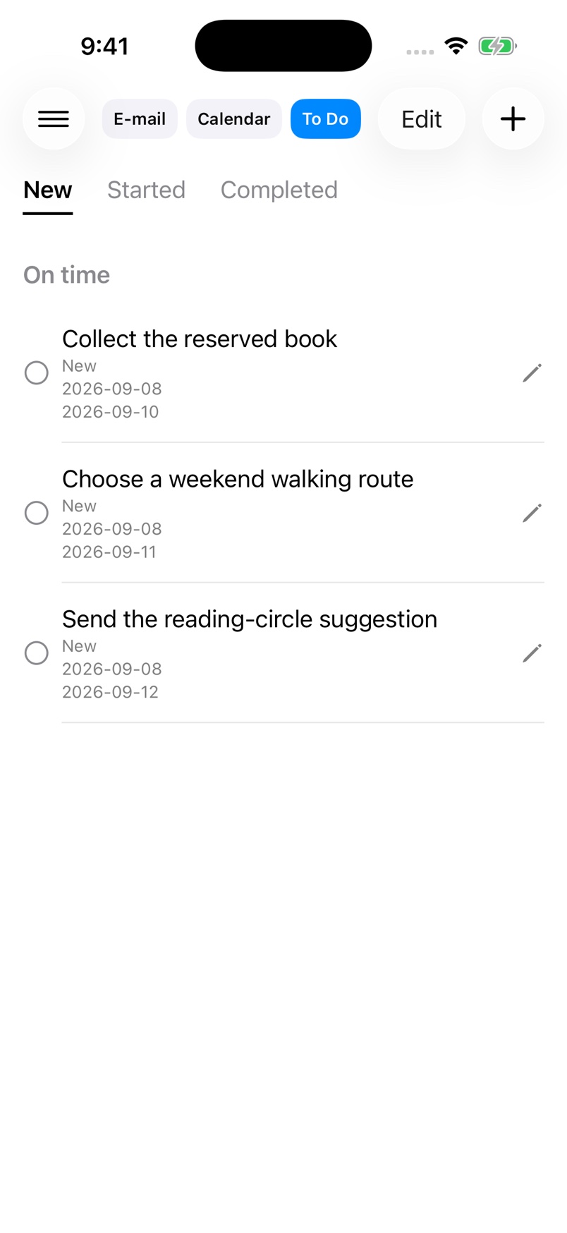 Keep follow-up tasks in a dated list.