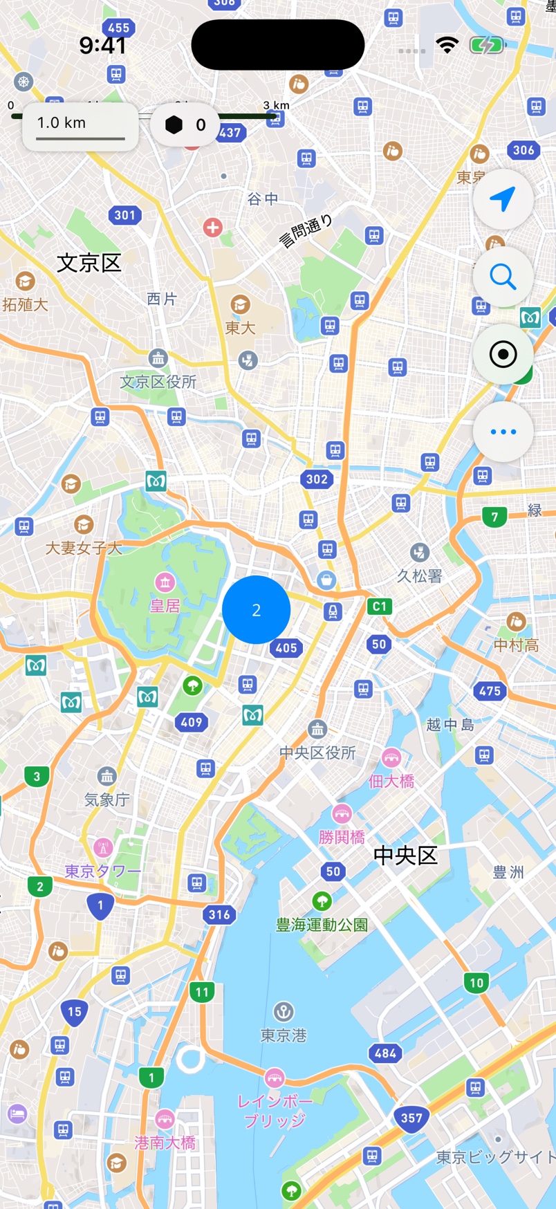 取り込んだ2か所のサンプル地点を東京の地図で確認します。