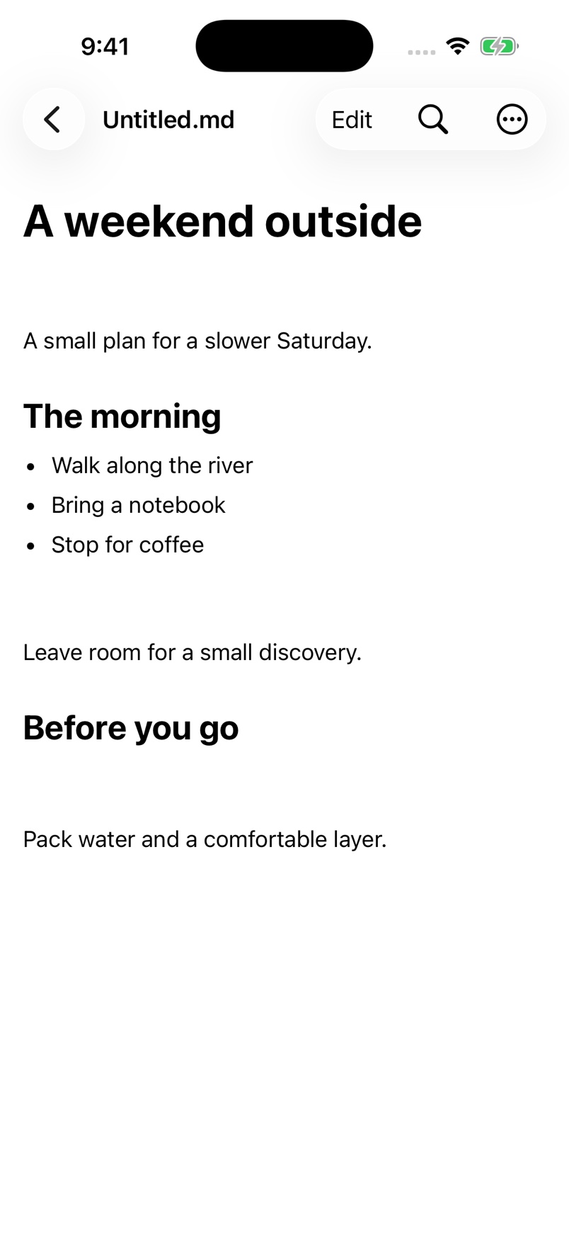 Preview a Markdown document as a readable page.