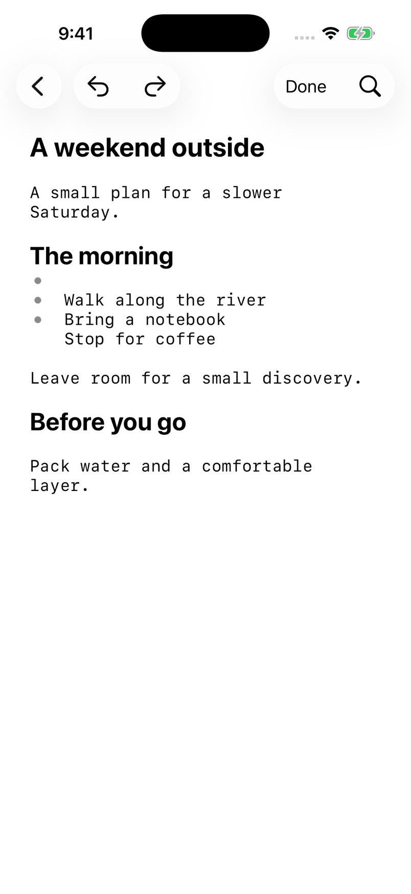Edit the same document with Markdown formatting.